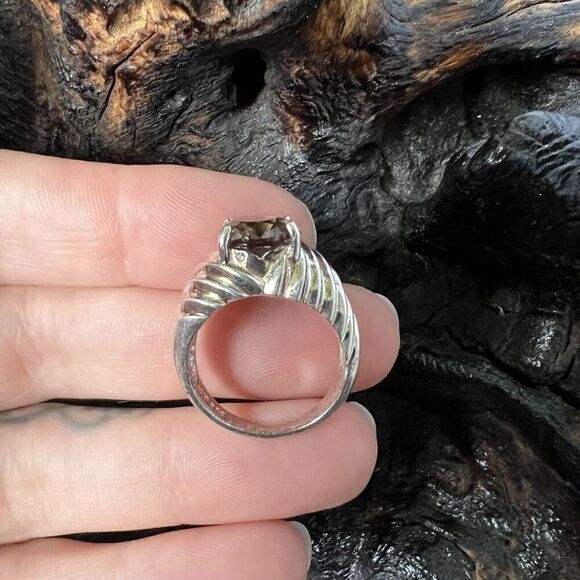 Vintage Clyde Duneier 3.63 ct Oval Smoky Quartz Ring Size 7 Sterling Silver CID - Picture 9 of 15